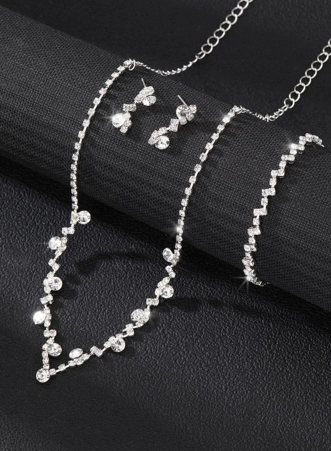 تايك تو طقم 3 قطع عقد مزين وسوار وأقراط